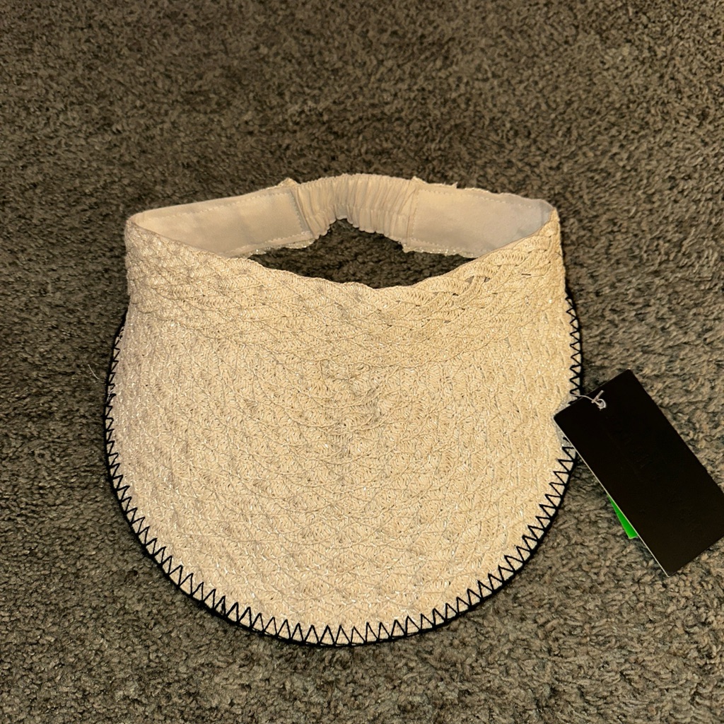 South Beach Visor Hat Wide Brim Summer Straw Beach Nwt One Size